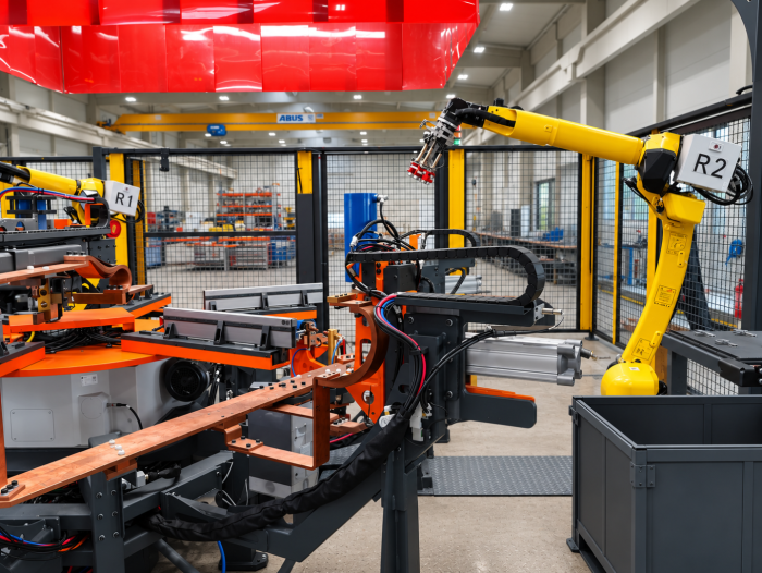 Namenska robotska celica za avtomatizirano varjenje različnih kovinskih izdelkov